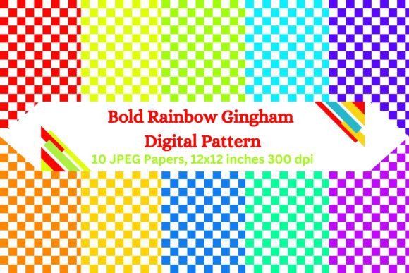 Download Bold Rainbow Gingham Digital Pattern - Digital pattern Collection