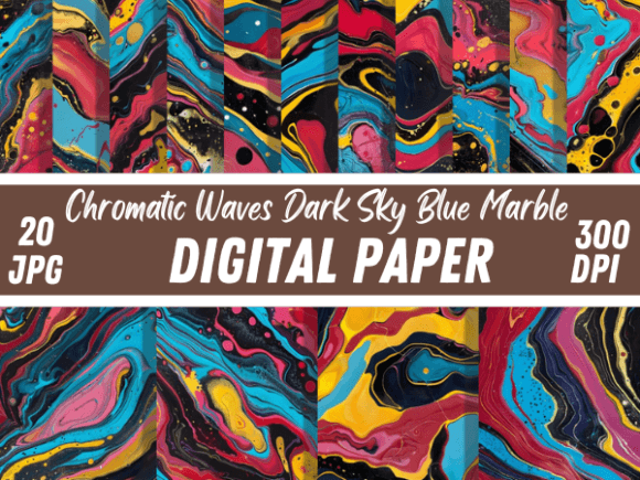 Download Chromatic Waves Dark Sky Blue Marble - Sky blue Collection