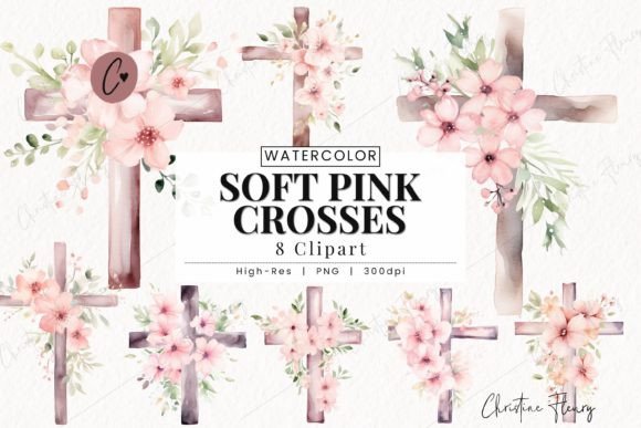 Download Watercolor Soft Pink Crosses Clipart - Crosses Collection