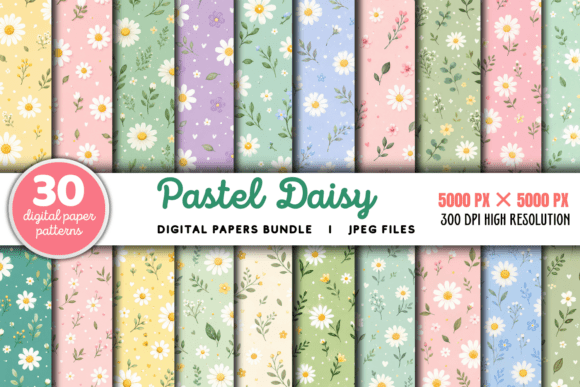 Download Pastel Daisy Digital Pattern Bundle - Digital pattern Collection