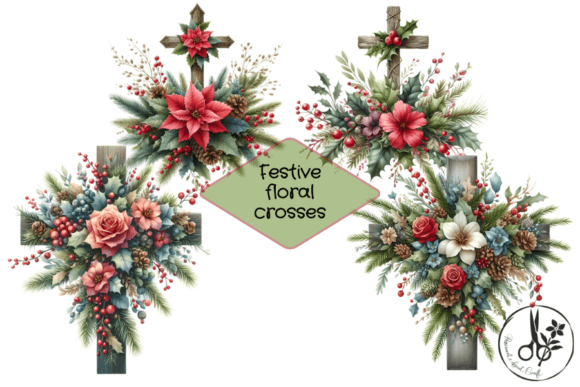 Download Festive Floral Crosses - Clip Art - Crosses Collection